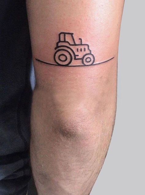 Tractor Tattoo, Farmer Tattoo, Knitting Tattoo, Kids Tattoo, Wheel Tattoo, Tractor Trailer Truck, Small Tractors, Stick And Poke, Tattoos For Kids