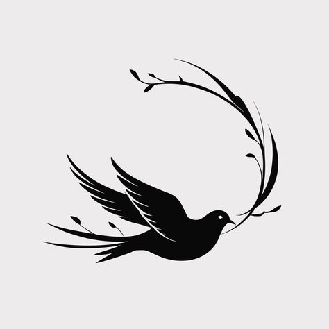 Dove silhouette bird logo vector design | Premium Vector #Freepik #vector #bird #symbol #silhouette #emblem Rose Character, Dove Silhouette, Dove Logo, Bird Symbol, Bird Silhouettes, Birds Logo, Peace Bird, Bird Logo Design, Bird Migration