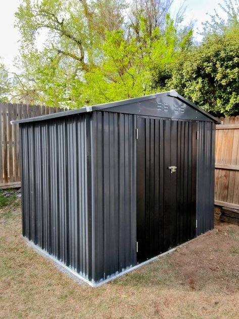 VEIKOUS 4-ft x 6-ft shed Galvanized Steel Storage Shed in the Metal Storage Sheds department at Lowes.com Storing Garden Tools, Steel Storage Sheds, Lean To Shed, Steel Sheds, Lean To, Metal Storage Sheds, Garden Storage Shed, Park House, Shed Doors