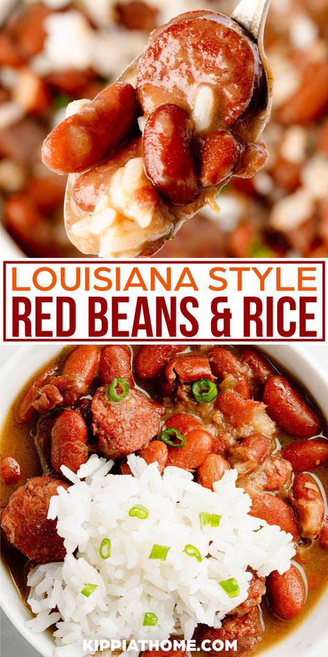 bowl filled with red beans and rice Red Beans And Rice Casserole, Crockpot Red Beans And Rice With Sausage, Red Beans And Rice Recipe Instant Pot, Red Kidney Bean Recipes, Best Red Beans And Rice, Crockpot Red Beans, Louisiana Dirty Rice, Red Bean And Rice, Red Bean Rice