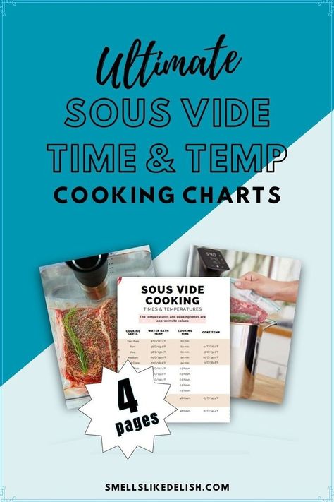 This innovative technique involves precisely controlling the 
water temperature surrounding your food, ensuring perfectly cooked food 
every single time. 
But with so many variables and endless recipe options, determining 
the ideal sous vide cooking time and temperature can be confusing at 
times. Get your 4 page sous vide time and temperature cooking charts for just $9.99! Frozen Casserole Recipes, Sous Vide Cooking Times, Water Bath Cooking, Cooking Charts, Sous Vide Chicken Breast, Vegetable Bread, Sous Vide Egg, Temperature Chart, Sous Vide Recipes