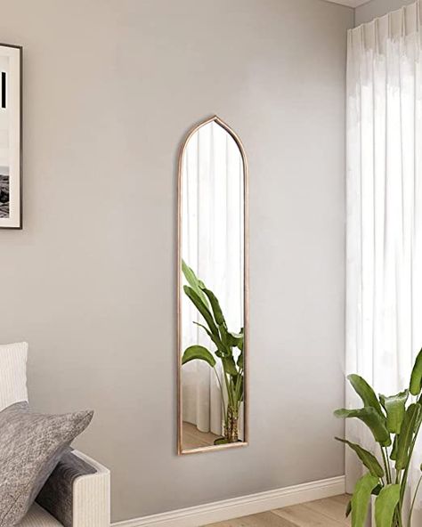 Amazon.com: VELLQUE Long Gold Arched Mirror, Decorative Hanging Tall Mirror ,Long Skinny Mirror,Narrow Long Hallway Bathroom Mirror,12"x50" : Home & Kitchen Arched Mirror On Wall, Narrow Wall Mirror, Long Narrow Mirror, Long Mirror Wall, Tall Gold Mirror, Bedroom Proposal, Dinning Room Mirror, Unique Dressing Table, Espejos Aesthetic