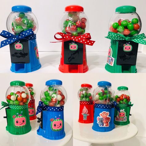 Mini Gumball Machine, Candy Table Decorations, Party Souvenirs, Cocomelon Theme, Light Blue Ribbon, Holiday Schedule, Candy Table, Gumball Machine, Decor Birthday