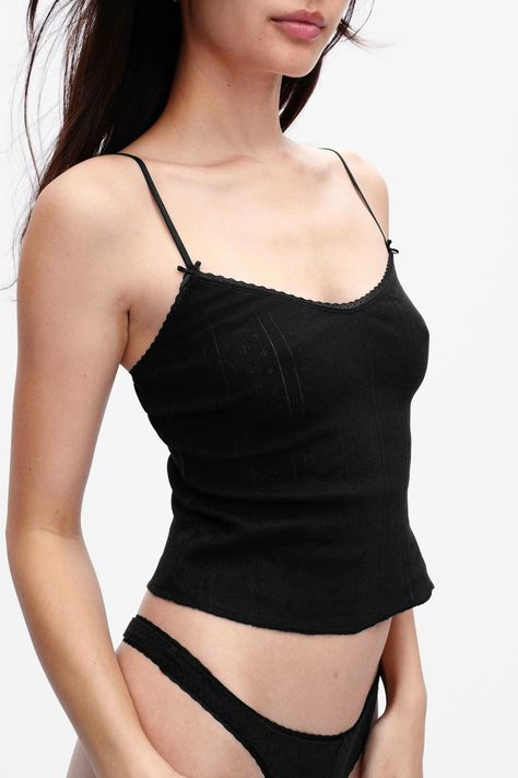 For the days you want The Cami without the crop. Made for those who prefer a bit more coverage or have a fuller bust. Designed to sit just below the belly button, makes The Long Cami perfect to style with those low-slung jeans you found last Saturday at the Los Feliz flea. Black Tops Aesthetic, Flat Chested Fashion, Supermodel Body, Abercrombie Girls, Black Cami, Last Saturday, Black Camis, Dream Clothes, Black Crop