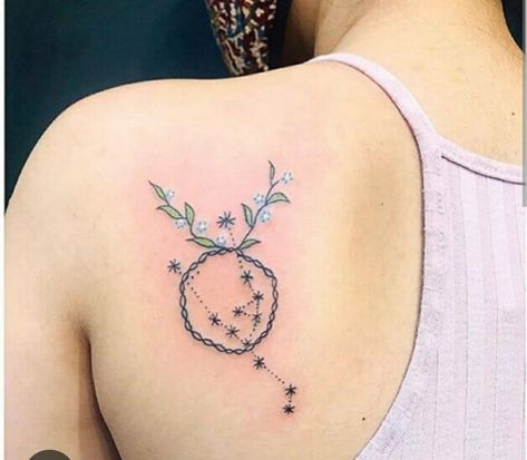 Taurus Flower Tattoo, Flower Tattoo Behind Ear, Taurus Star Constellation, Taurus Flower, Taurus Symbol Tattoo, Star Constellation Tattoo, Taurus Symbol, Taurus Constellation Tattoo, Taurus Symbols