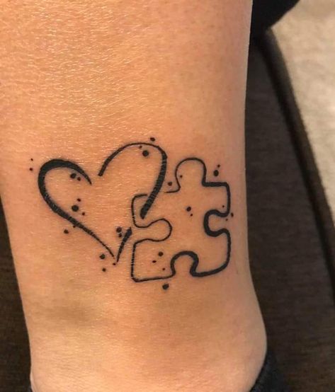 Special Ed Tattoo Ideas, Puzzle Matching Tattoos, Autisim Awearness Tattoos, Missing Puzzle Piece Tattoo, Puzzle Tattoo, Awareness Tattoos, Mandala Wrist Tattoo, Couple Tattoos Love, Puzzle Piece Tattoo