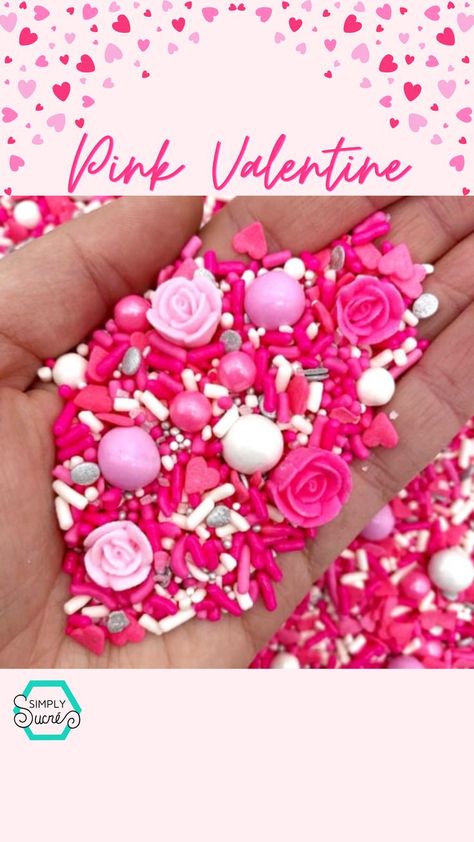 Vday Baking, Homemade Sprinkles Recipe, Homemade Sprinkles, Sprinkles Recipe, Valentines Baking, Fancy Sprinkles, Valentines Surprise, Heart Sprinkles, Party Mix