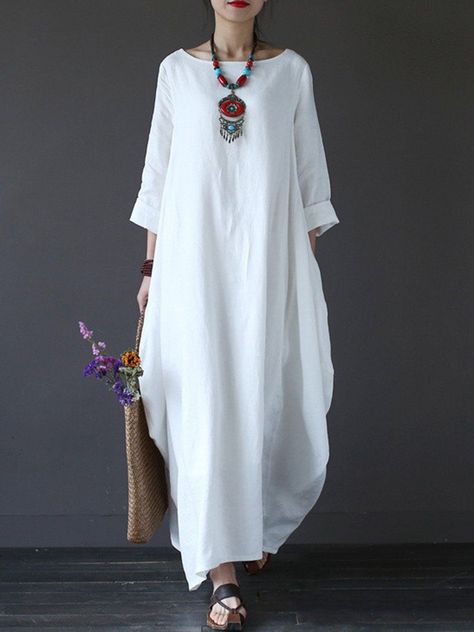 be53ee61104935234b174e62a07e53cfdesc40125572ri Plain Maxi Dress, Linen Dress Women, Stil Boho, Cotton Linen Dresses, Solid Color Dress, Boho Shirts, Linnet, Maxi Dress Green, Mongolia