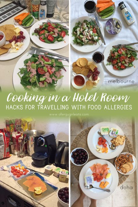 Hotel Room Cooking, Hotel Kitchenette, Hotel Room Hacks, Living In A Hotel, Hotel Hacks, Plane Food, Vacation Meals, Room Hacks, Hotel Food