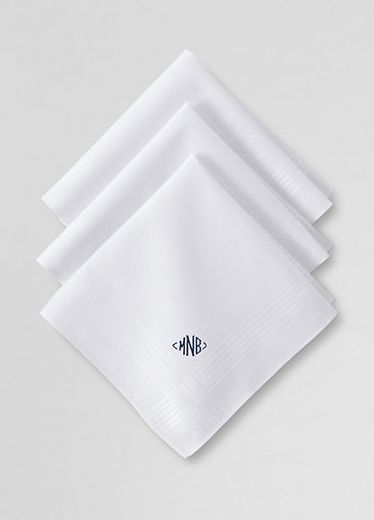 Sewing Gift Ideas, Betty Neels, Monogrammed Handkerchiefs, Pocket Square Styles, White Pocket Square, Pocket Handkerchief, Monogrammed Linens, Handkerchief Men, Crochet Hook Set