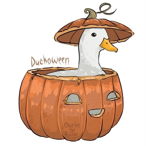 halloween duck • Instagram Cute Duck Animation, Halloween Duck Wallpaper, Duck Drawing Aesthetic, Halloween Profiles, Thanksgiving Duck, Ducks Drawing, Cute Halloween Animals, Duck On A Bike, Duck Pfp