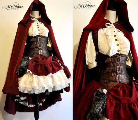 Little red riding hood steampunk by My Oppa by myoppa-creation on deviantART Lady Mechanika, Moda Steampunk, Red Riding Hood Costume, Corset Costumes, Victorian Steampunk, Steampunk Costume, Steampunk Clothing, Little Red Riding Hood, Steam Punk