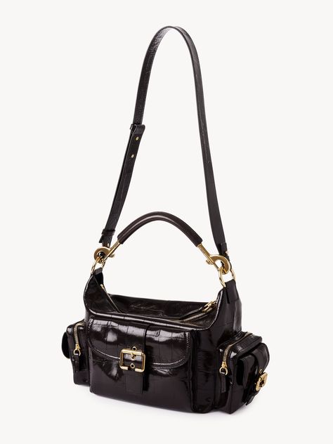 Chloé Camera Bag In Croco Effect Leather | Chloé US Chloe Brand, Chloe Bags, Bag Collection, Buffalo Leather, Chloe Bag, Nubuck Leather, Leather Working, Hobo Bag, Flap Pocket