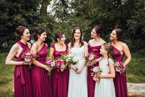 Raspberry Wedding Color Scheme, Thor Wedding, Diy Gin Bar, Raspberry Wedding Color, Navy Colour Palette, Colour Palette Wedding, Mulberry Bridesmaid, Multi Way Bridesmaid Dress, Raspberry Bridesmaid Dresses