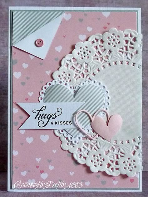 In the Pink - A Scrapjourney Diy Valentine Card, Scrapbook Vintage, Diy Valentines Cards, Valentine Love Cards, Valentine Cards Handmade, Valentine's Card, Diy Valentine, Paper Doilies, Valentine Card