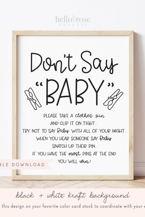 Close Pin Baby Shower Game, Baby Shower Pin Game, Clothes Pin Game For Baby Shower Boy, Design A Onesie Baby Shower Game, Table Baby Shower Games, Baby Shower Clothespin Game, Don't Say Baby Game Sign Printable Free, Clothes Pin Baby Shower Game, Don’t Say Baby Pin Game