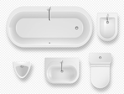 Bathroom Top View Png, 2d Furniture, Toilet Plan, Bathroom Equipment, Rendered Floor Plan, Toilet Tiles, Bathroom Sink Tops, Photoshop Png, Table Top View