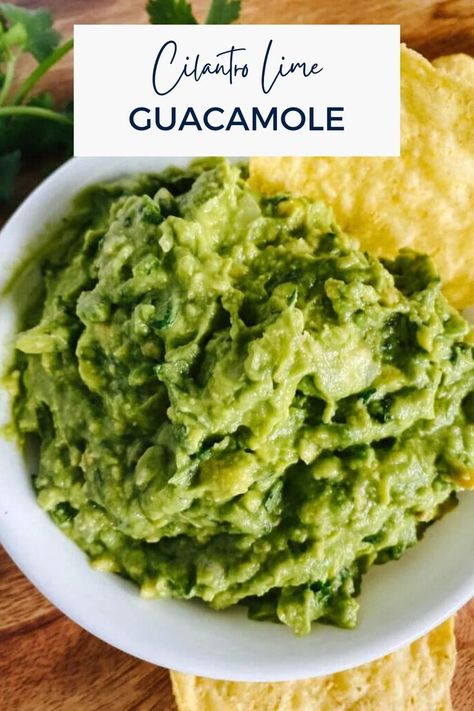 Bowl or Cilantro Lime Guacamole Guacamole Recipe No Cilantro, Mexican Guacamole Recipe, Healthy Guacamole, Mexican Guacamole, Guacamole Dip, Homemade Condiments, Guacamole Recipe, Tasty Healthy, Finger Food Appetizers