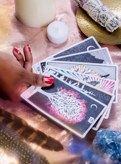 I Let A Twitch-Famous Psychic Tell Me How To Date+#refinery29 Tarot Photoshoot, Psychic Aesthetic, Glitter Pills, Celebrate Samhain, Samhain Ritual, Witchy House, Real Witches, Gold Flake, Making Connections