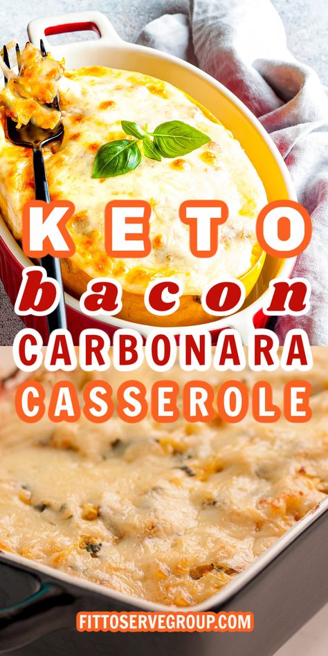 If you've been missing your pasta carbonara since going keto, you're going to love this keto bacon carbonara casserole. Featuring a creamy carbonara sauce, bacon, mushrooms, parmesan cheese, and spaghetti squash, this keto casserole is sure to be a hit! keto bacon carbonara casserole| low carb carbonara casserole | #ketobaconcarbonaracasserole #lowcarbbaconcarbonara #ketocarbonara Carbonara Casserole, Low Carb Carbonara, Creamy Carbonara Sauce, Casserole Low Carb, Keri Soup, Creamy Carbonara, Bacon Carbonara, Keto Carnivore, Keto Casseroles