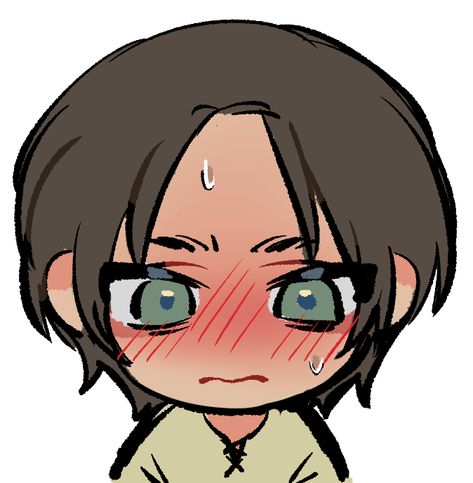 Chibi Eren Jaeger, Eren Blushing, Eren Smile, Eren Jaeger Cute, Cabin Eren, Eren Cute, Aot Chibi, Chibi Eren, Eren Icon