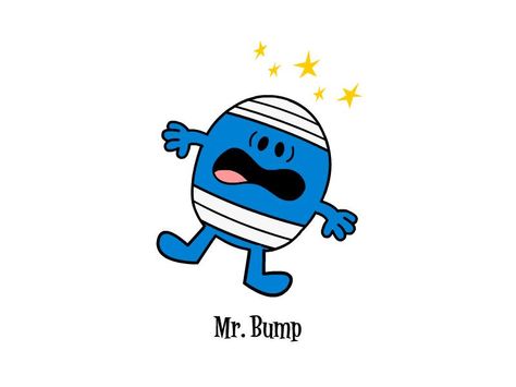 Mr. Bump - Mr. Men Wiki Mr Bump, Cypriot Food, Cyprus Holiday, Men Character, Accident Prone, Mr Men, Holiday Guide, Man Character, Childhood Nostalgia