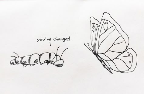 Catapillar Butterfly Tattoo, Butterfly Change, Caterpillar Tattoo, Deep Meaningful Tattoos, Caterpillar Butterfly, Matching Bff Tattoos, Butterfly Transformation, Quote Instagram, Butterfly Sketch