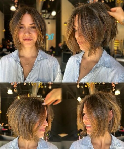 Blunt Short Shaggy Bob Haircut Short Wedge Haircut, Asymmetrical Bob Short, Short Shaggy Bob, Shaggy Bob Haircut, Bob Haircut Ideas, Shaggy Bob, Hair Adviser, Hair Affair, Short Bob Haircuts