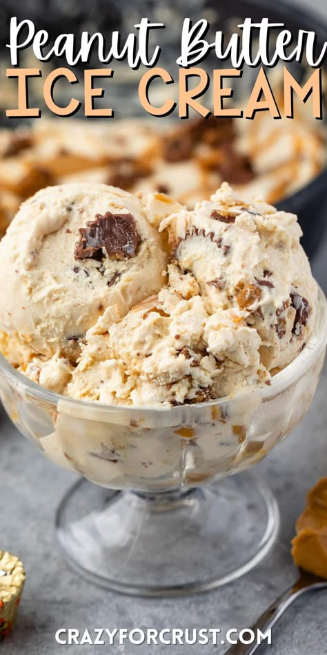 Easy Peanut Butter Ice Cream is a no churn ice cream recipe full of peanut butter - the perfect frozen recipe! Peanut Butter Ice Cream Recipe, Homemade Ice Cream Recipes Machine, Kitchen Aid Ice Cream, Frozen Deserts, Ice Cream Recipes Machine, Sorbet Ice Cream, Butter Ice Cream, Easy Ice Cream Recipe, Ice Cream Maker Recipes