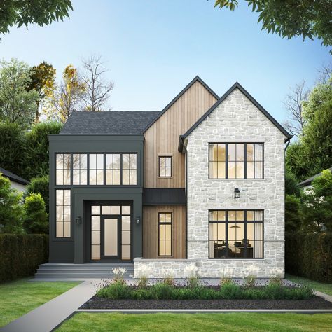 Exterior Home Design, Craftsman House Exterior, Nyc Studio Apartments, Cabin Renovation, Modern Condo, Appartment Decor, Modern Contemporary Homes, Future Apartment, Transitional House