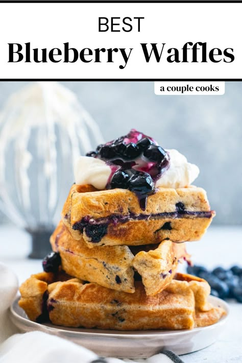 Waffles With Blueberries, Blueberry Belgian Waffles, Blueberry Waffles Easy, Summer Waffles, Blueberry Waffle Recipe, Creative Pancake Recipes, Blueberry Waffles Recipe, Meals For School, Eggs Casserole