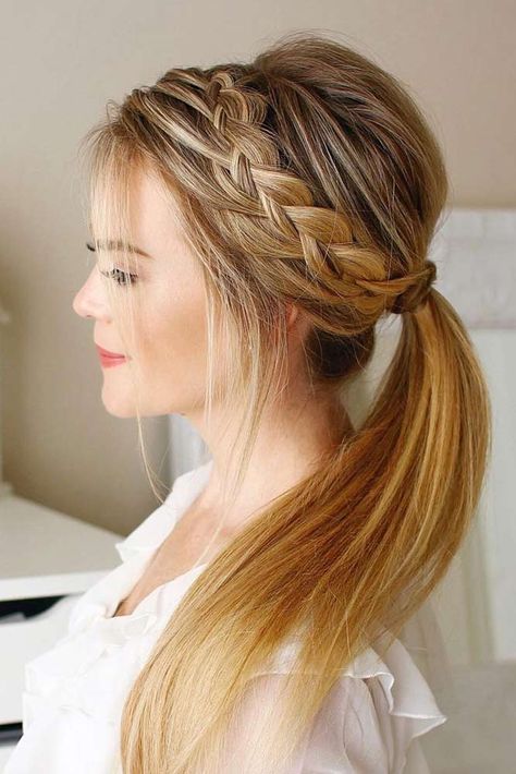 Beautiful Low Ponytail For Elegant Ladies picture 3 Cute Ponytail Hairstyles, Ball Hairstyles, Graduation Hairstyles, Braided Ponytail Hairstyles, Peinados Fáciles Para Cabello Corto, Penteado Cabelo Curto, Easy Braids, Long Blonde, Low Ponytail