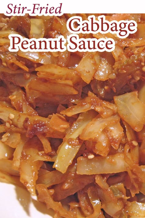 Skillet Stir-Fried Cabbage with Peanut Sauce - get creative with the #winterveggies #wintercooking #cookingfortwo #stirfries #cabbage Cabbage With Peanut Sauce, Stir Fried Cabbage Recipes, Cabbage Dishes, Fried Cabbage Recipes, Buttered Cabbage, Winter Veggies, Cabbage Stir Fry, Asian Stir Fry, Pork Stir Fry