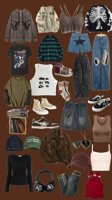 Grunge Outfit Moodboard, Grunge Outfit Collage, 1990s Fashion Grunge, 80s Grunge Outfits, Prep Outfits, 90s Grunge Aesthetic, Pinterest Wardrobe, Thrift Inspo, Indie Grunge