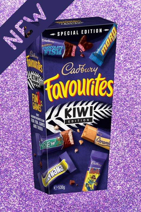 Cadbury Favourites Kiwi Edition brings together nine of New Zealand’s most iconic chocolate bars in miniature, all in one special-edition sharing box. #chocolate #favourites #cadbury #kiwi Chocolate Fan, Box Chocolate, Cadbury Chocolate, Cadbury Dairy Milk, Dairy Milk, Chocolate Bars, Packaging Design Inspiration, Chocolate Bar, Kiwi