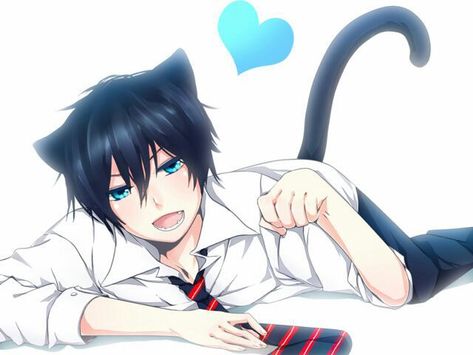 #wattpad #fanfiction I don't know. I'm bored as hell and I figured this was a way for more people to read mah crap. I hope you like it! :D Blue Exorcist Rin, Anime Cat Boy, Neko Boy, Rin Okumura, Ao No Exorcist, Cat Boys, Cat Tail, Blue Exorcist, Anime Cat