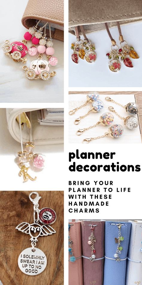 Book Charms Diy, Planner Charms Diy, Beaded Keyrings, Homemade Planner, Journal Charms, Handmade Planner, Purse Charms Diy, Paperclip Crafts, Homemade Bookmarks