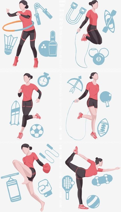 Different Types Of Exercise, Exercise Illustration Art, Cartoon Fitness Art, Exercising Illustration, Exercise Clipart, Exercise Drawing, Exercise Illustration, Fitness Illustration, Types Of Squats