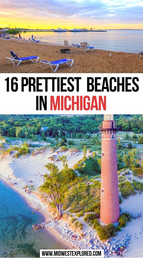 16 Prettiest Beaches in Michigan | best beaches in michigan | beaches in michigan summer | michigan beaches | best midwest beaches | best beaches in the midwest | michigan travel | michigan summer vacation | michigan summer bucket list | beach travel | #michigan #beaches #summer Michigan Airbnb, Beaches In Michigan, Michigan Beach Vacations, Michigan Beach Towns, Michigan Summer Vacation, Up Michigan, Michigan Adventures, Michigan Road Trip, Michigan Summer