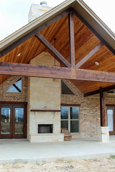 Wooden Carport Attached To House, Patio Cover Ceiling Ideas, Living Pool, Dwelling Place, Pine Island, Texas Country, Pole Barns, Farmhouse Remodel, Barn Style House