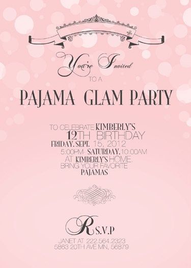 pajama party bridal shower | Pajama Glam Party. $15.00, via Etsy. | bridal shower Bridal Shower Slumber Party Ideas, Bridal Shower Pajama Party, Bridal Sleepover, Adult Slumber Party, Pajama Birthday Parties, Birthday Breakfast Party, Bridal Shower Themes, Birthday Wishes For Girlfriend, Pearl Party