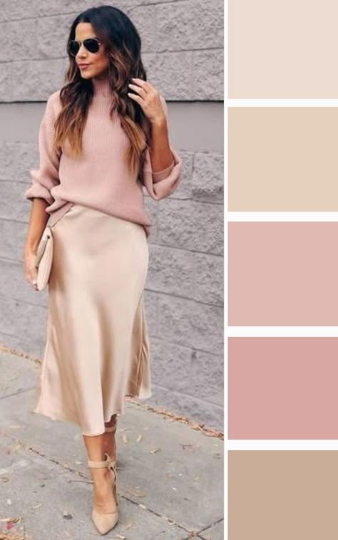 Pastel Business Outfit, Pink And Beige Outfit, Pink Color Combination, Look Rose, Colour Combinations Fashion, Color Combos Outfit, Color Blocking Outfits, Spring Color Palette, Color Combinations For Clothes