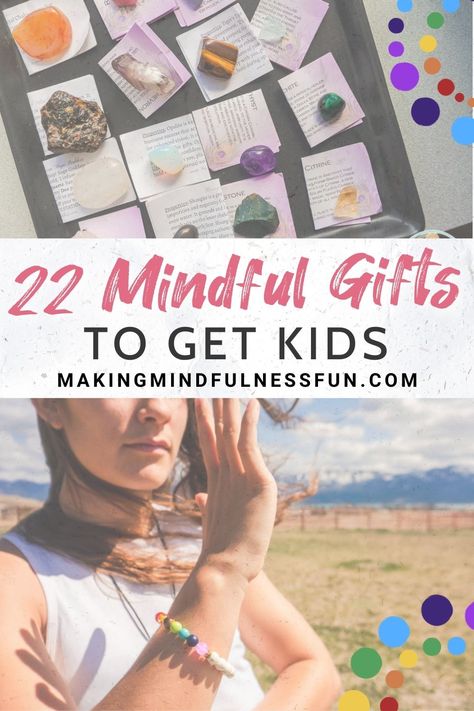 Need a mindful gift for kids? Or maybe you’re just looking to get your child something that will help them be mindful? This blog will tell you the best things to get a child that will promote mindfulness! From crystals to t-shirts, these are the best mindful gifts for your kids. #mindful #giftideasforkids Spiritual Gifts For Kids, Presents For Artists, Mindful Gifts, Energy Kids, Journal Prompts For Kids, Kids Mindfulness, Hippie Kids, Kids Yoga, Mindfulness For Kids