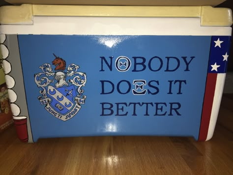 Theta Xi Cooler, Delta Sigma Phi Cooler, Phi Delta Theta Cooler, Frat Coolers Ideas Formal, Gf Things, Painted Fraternity Coolers, Nola Cooler, Frat Formal, Formal Cooler Ideas