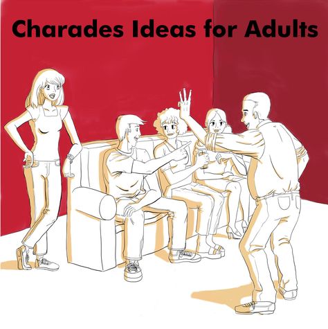 Charades Words List - Ideas for Adults Charades Word List, Charades Words, Birthday Themes For Adults, Adult Game Night, Birthday Games For Adults, Home Party Games, Girls Night Party, Couples Play, Adult Party Games