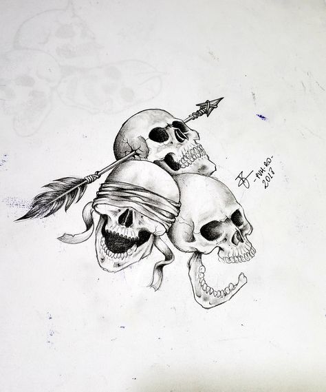 3 Wise Monkeys Tattoo Design, Hear No Evil See No Evil Tattoo Monkey, Three Skulls Tattoo, Three Monkeys Tattoo, 3 Wise Monkeys Tattoo, Three Wise Monkeys Tattoo, Wise Monkeys Tattoo, Kc Tattoo, Emotional Sketch Ideas