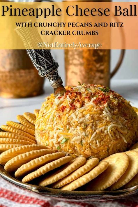 Party-Perfect Pineapple Cheese Ball Recipe Pineapple Cheese Ball Recipe, Seafood Cheese Ball, Hawaiian Cheese Ball Recipe, Cream Cheese And Pineapple Cheese Ball, Cheese Ball With Pineapple And Pecans, Pineapple Cheeseball Recipes, Cheese Ball Recipes Easy Pineapple, Cheese Ball Pineapple, Pineapple Cheeseball