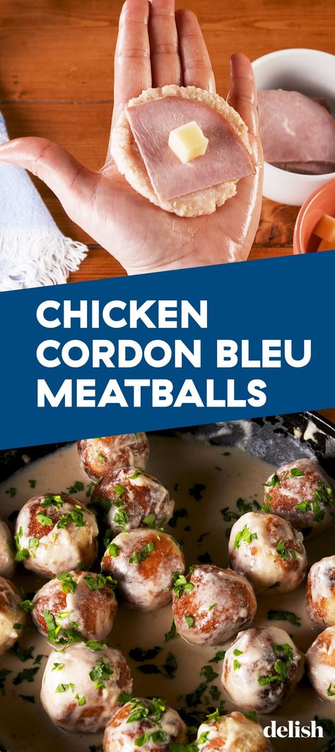 Cordon Bleu Meatballs, Chicken Cordon Blue Balls, Chicken Cordon Bleu Balls, Chicken Cordon Bleu Meatballs, Chicken Cordon Bleu Meatloaf, Meatballs Sauce, Chicken Basket, Cordon Blue, Ground Chicken Recipes