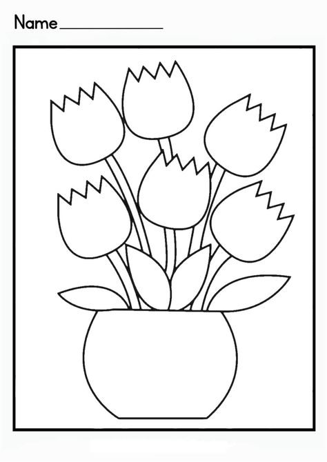 Flower Templates Printable Free, Flower Templates Printable, Printable Flower Coloring Pages, Free Coloring Pages For Kids, Free Kids Coloring Pages, Spring Coloring Pages, Flower Drawing Design, Easy Drawings For Kids, Easy Coloring Pages