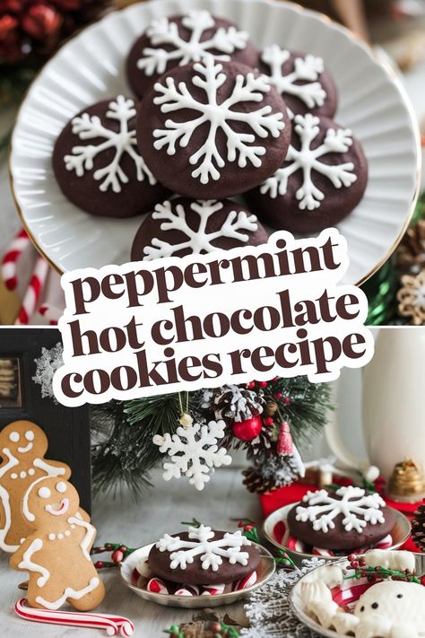 Satisfy your sweet tooth with these Peppermint Hot Chocolate Cookies Recipe, paired with a warm cup of Peppermint Mocha Recipe. These chocolatey cookies with a peppermint kick are perfect for pairing with the rich, creamy taste of a Peppermint Mocha Coffee. For the ultimate indulgence, enjoy them together as a wintertime treat! #PeppermintHotChocolateCookies #PeppermintMochaRecipe #PeppermintMochaCoffee #PeppermintRecipes #HotDrinksRecipes Hot Chocolate Cookies Recipe, Peppermint Mocha Coffee, Hot Chocolate Cookie Recipes, Peppermint Mocha Recipe, Peppermint Recipes, Hot Drinks Recipes, Mocha Recipe, Peppermint Hot Chocolate, Hot Chocolate Cookies